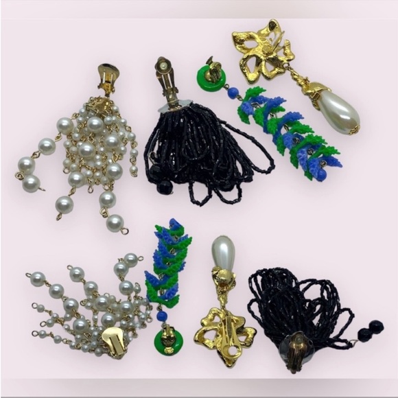 Retro Costume Jewelry Statement Earrings Lot - Picture 5 of 9